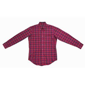Ralph Lauren Chaps Mens Red & Green Plaid Long Sleeve Button-Down Shirt